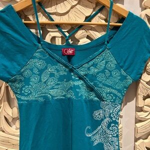 Elegant Teal Paisley Women's Blouse